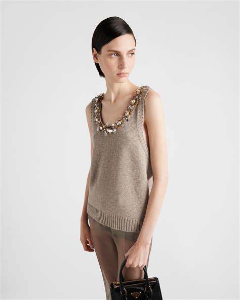 prada sequin top|Cord Sleeveless Wool And Cashmere Top .